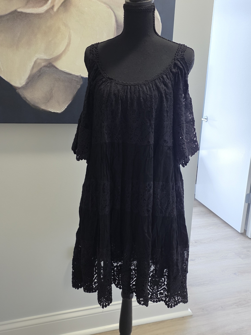Siloett Black Lace Off The Shoulder Midi Dress